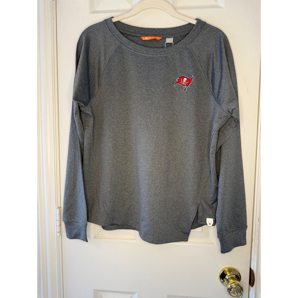 NWT CBUK Cutter & Buck Tampa Bay Buccaneers NFL Gray Performance Pullover L